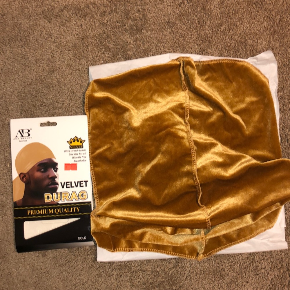Gold velvet durag